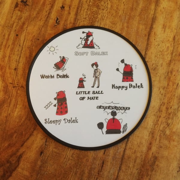 Dr Who Dalek Sofy Kitty Coaster in Red, Blue or Gold