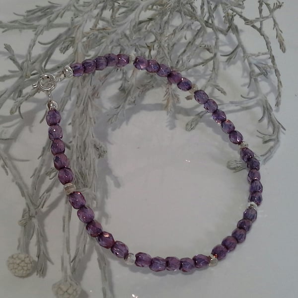 Purple Sparkley Crystal Sterling Silver Bracelet