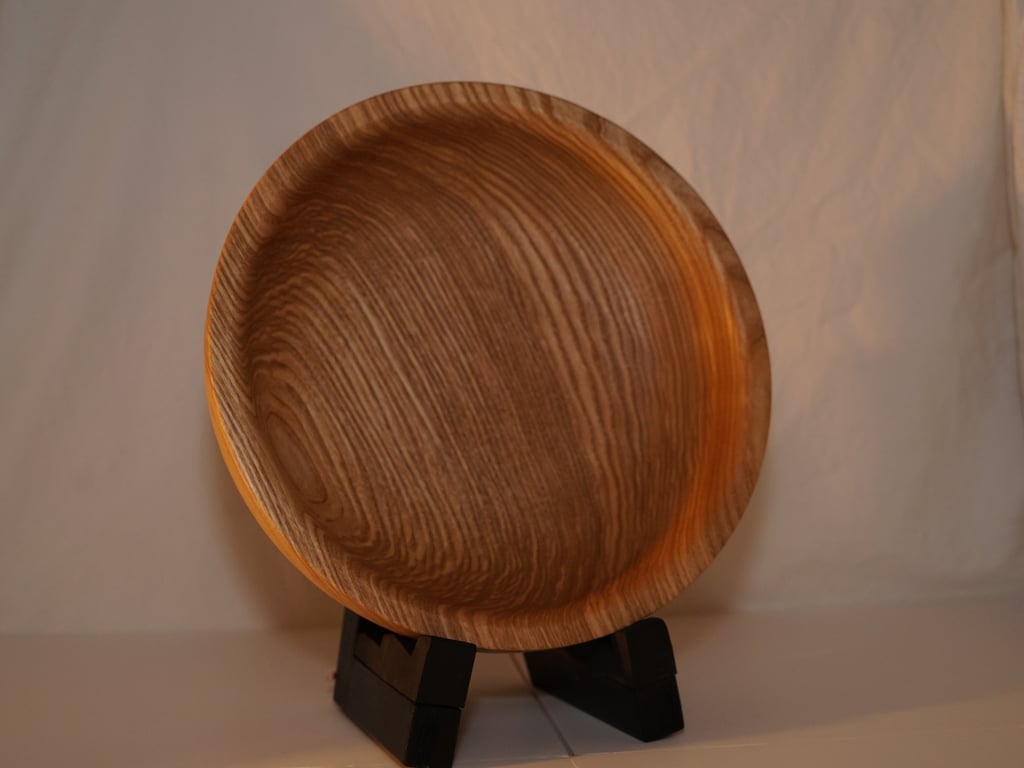 Large English ash hand-turned wooden bowl