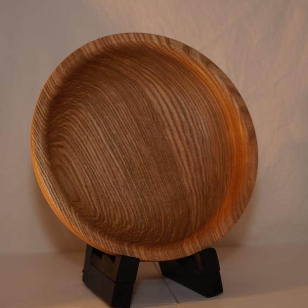 Large English ash hand-turned wooden bowl