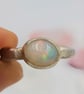 Handmade Silver Ring with White Ethiopian Opal : Size N - Image 4