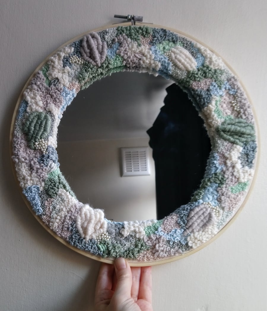 The gazing pool a hand embroidered mirror 