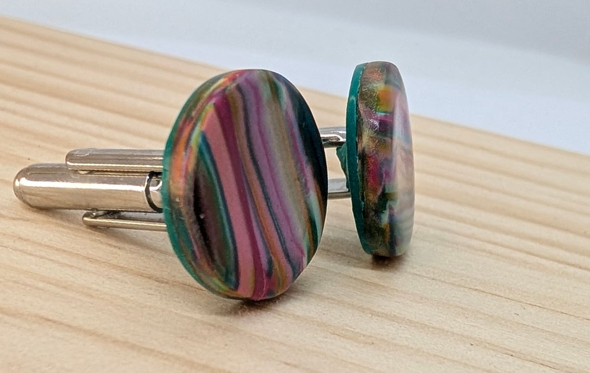 Gentle heather and bracken stripes cufflinks 
