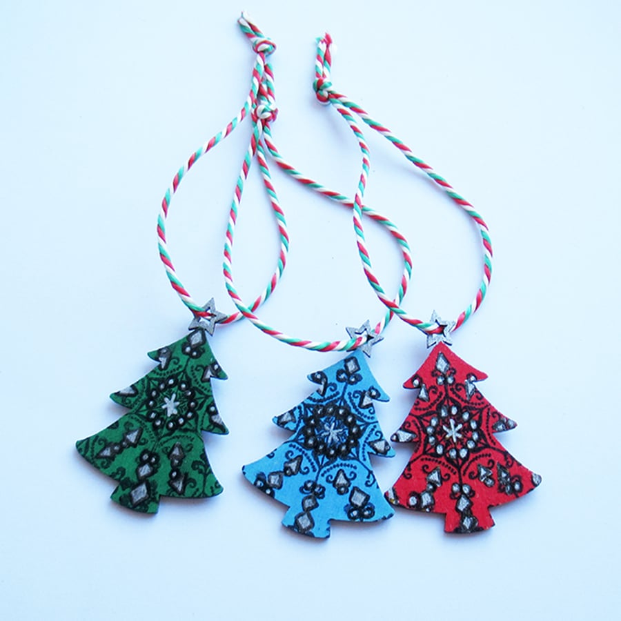 Christmas Tree mini hanging decorations - Folksy