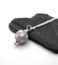 lampwork glass lilac polka dot pendant necklace