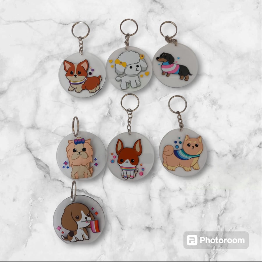 Pride Flag Dog Keyrings Gay LGBT Gift Accessory