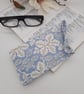 Handmade blue and white foliage leaf print glasses case.  - Image 7