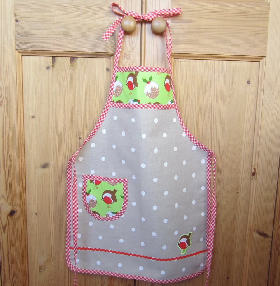 SALE Child's Christmas Robin Apron