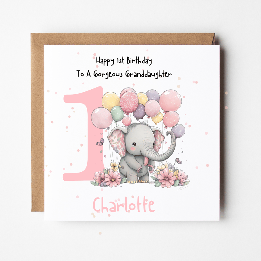 Personalised 1st Birthday Card, Granddaughter, Daughter, Niece