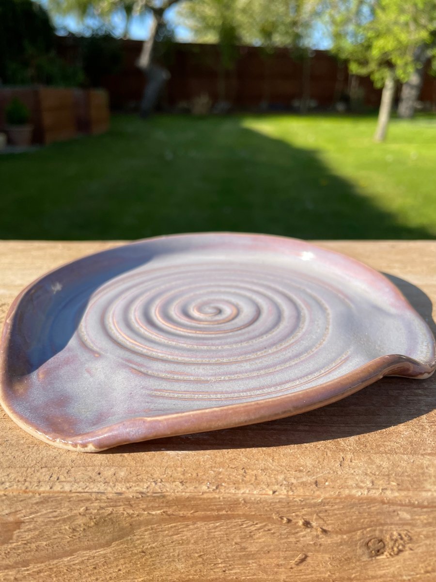Wheel Thrown Stoneware Swirly Spoon Rest
