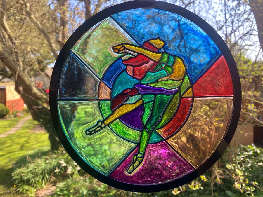 Dancer Stained Glass Mixed media acrylic and resin