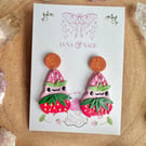 Handmade Strawberry Frog Wizard Polymer Clay Earrings
