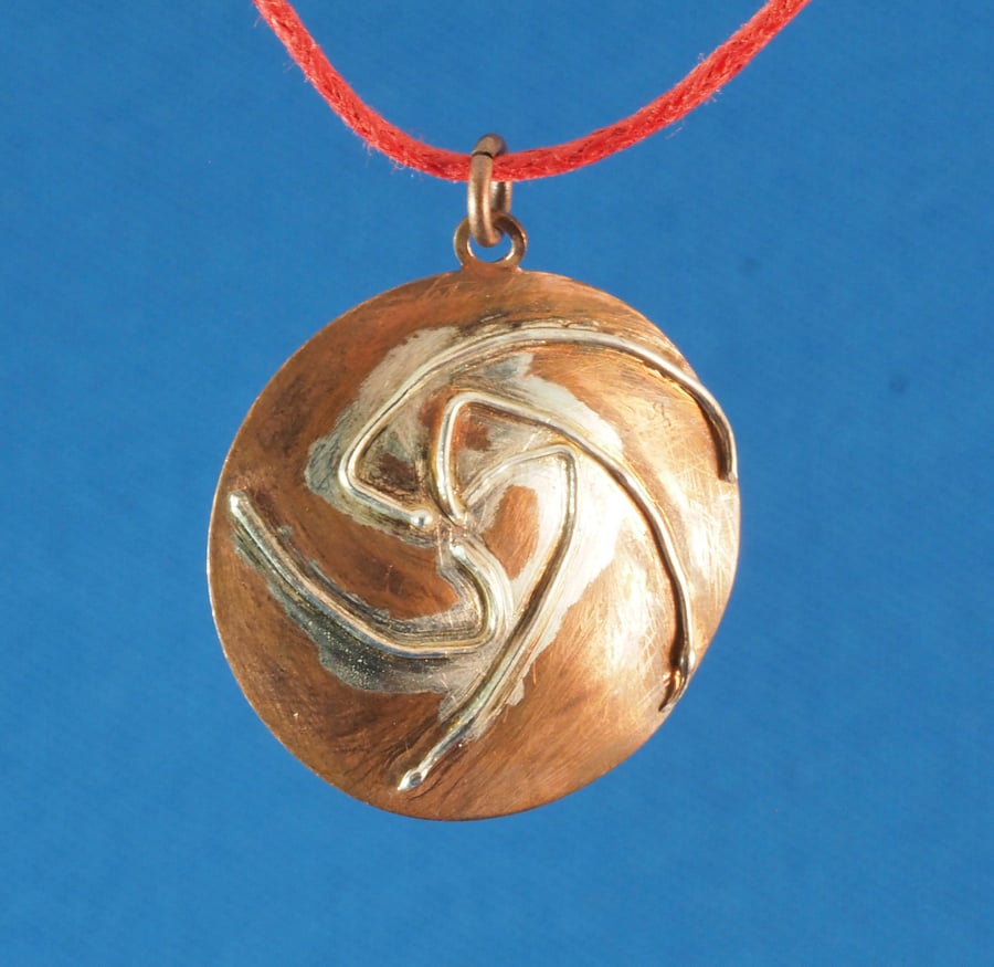 Copper and Silver Pendant Catherine Wheel