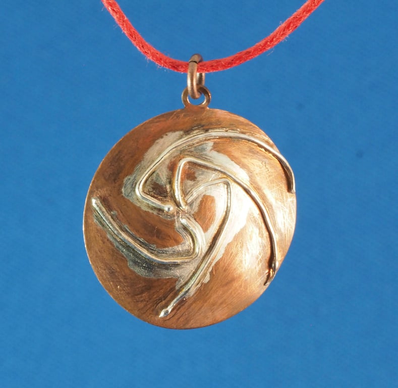 Copper and Silver Pendant Catherine Wheel