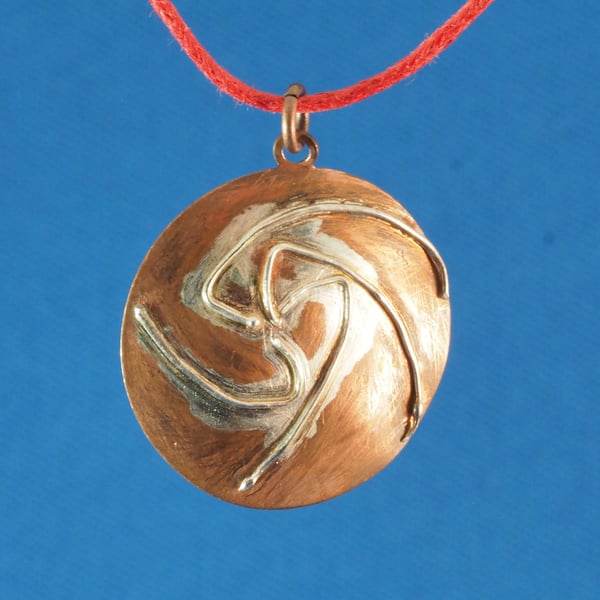 Copper and Silver Pendant Catherine Wheel
