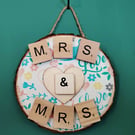 Wooden wall art Mrs and Mrs