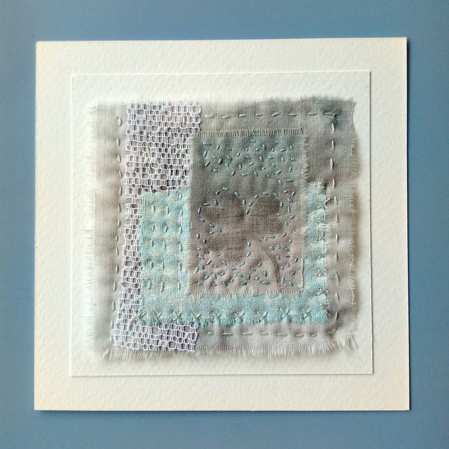 Textile Art with Hand Printed Clover Leaf 
