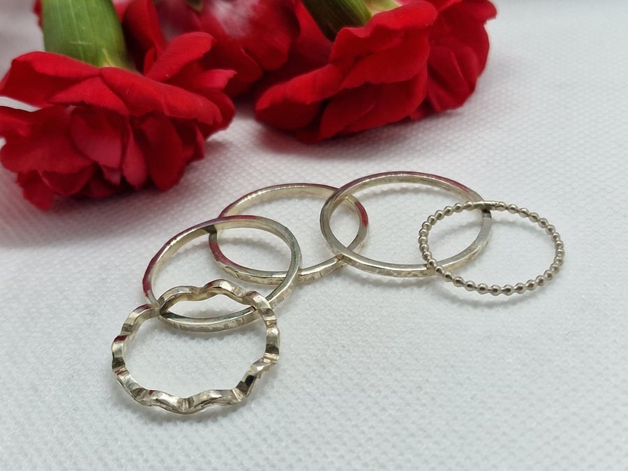 Sterling silver square wire stacking rings