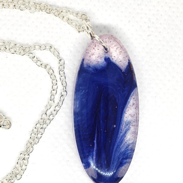 Flow Resin Pendant: Blue and Pink Swirl Necklace