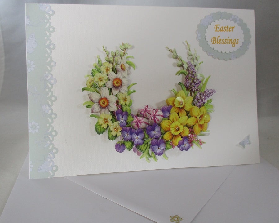 Decoupage,3D, Spring FlowersGreeting Card, Easter,Birthday,Mothers day