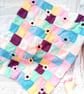 Hand Knitted Double Sided Baby Blanket, Reversible Patchwork Blanket, Baby Gift - Image 1