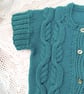 Hand Knitted Chunky Cabled Short Sleeved Cardigan, Gift Ideas for Children - Image 6