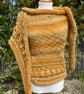 Halo Effect Merino Wool Hand Knitted Textured and Lace Golden Yellow Shawl Wrap - Image 3