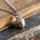Sterling Silver Real Acorn Necklace 