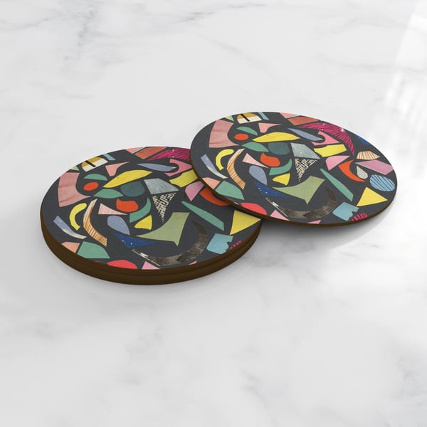 Set of 4 coasters - Black Terrazzo