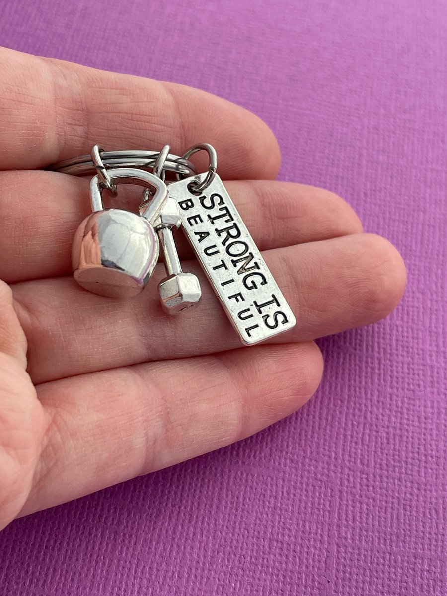 Strong is Beautiful Kettlebell Gym Keychain