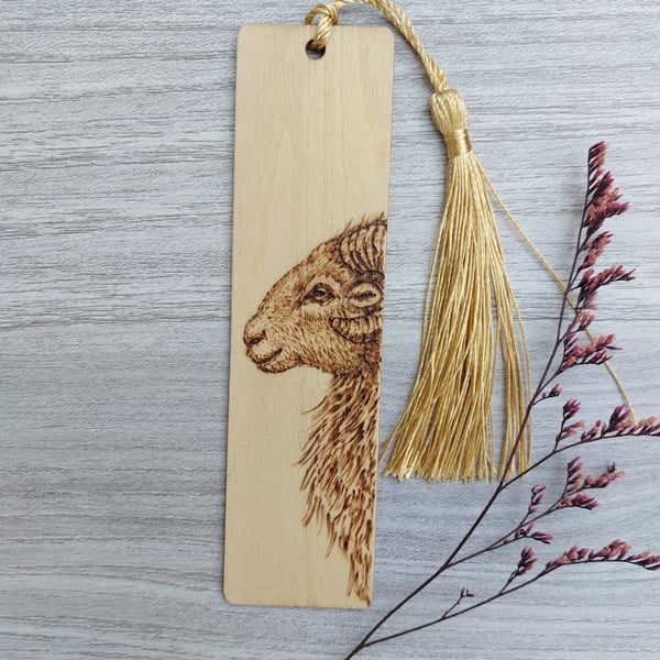 Unique Herdwick Ram Tup pyrography bookmark 