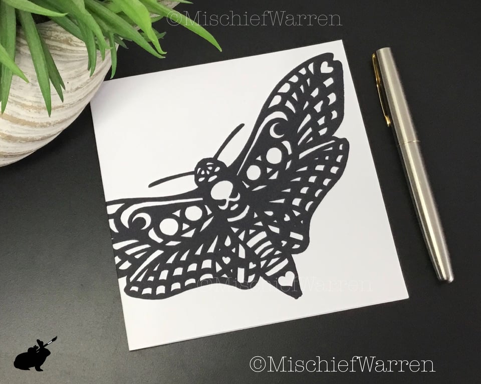 Deaths Head Hawk Moth Card - Blank or personalised for any occasion 