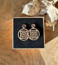 Walnut Wood Earrings - Geometric Labyrinth Statement Dangles