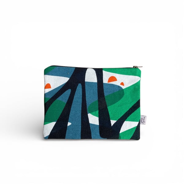 SECONDS SALE - Hand printed zip pouch - Mangrove design