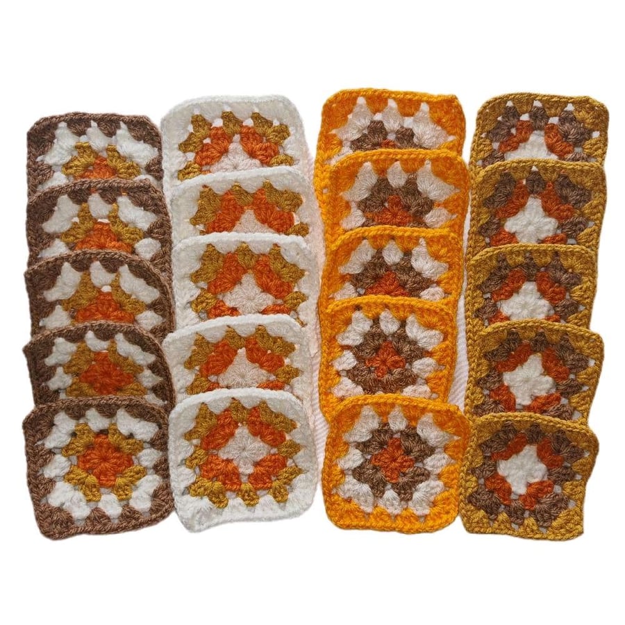 Crochet Granny Squares Retro Fall Colour Scheme 3-inch Size