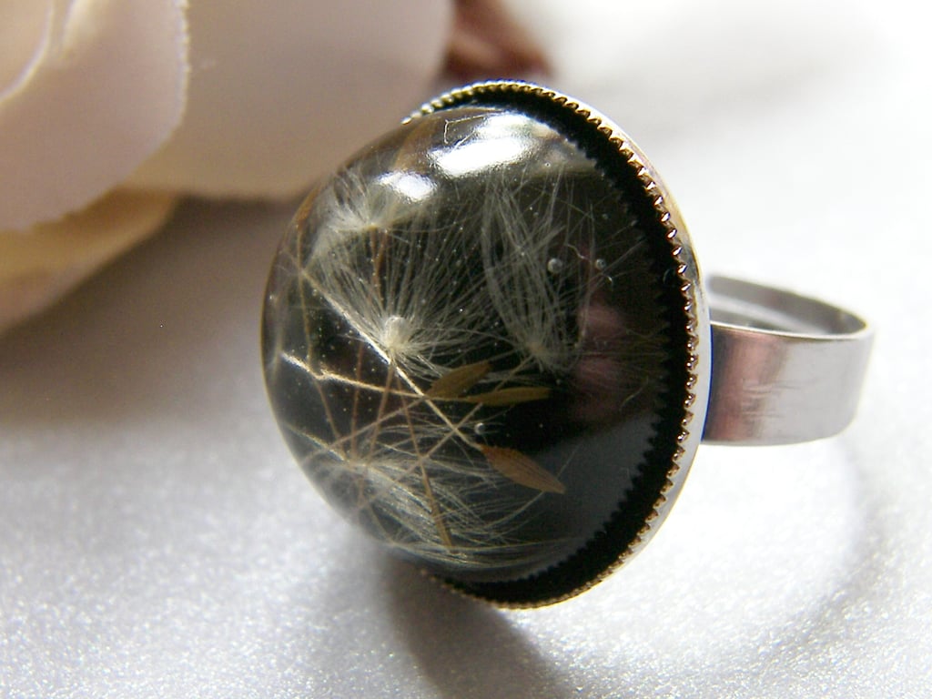 Real Dandelion Resin Ring - Make a Wish
