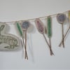 Screen printed hare and wild flowers - 70cm - Bunting, wall hanging