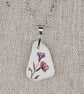 Sterling Silver Wildflower Sea Pottery Necklace - Handmade Coastal Pendant
