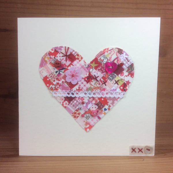 Patchwork heart Anniversary card