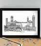 Brisbane Skyline Art Print - Image 2