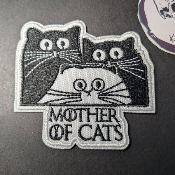 Mother of Cats Funny Cute Cats Embroidered Iron-On Patch - 7x6.5cm