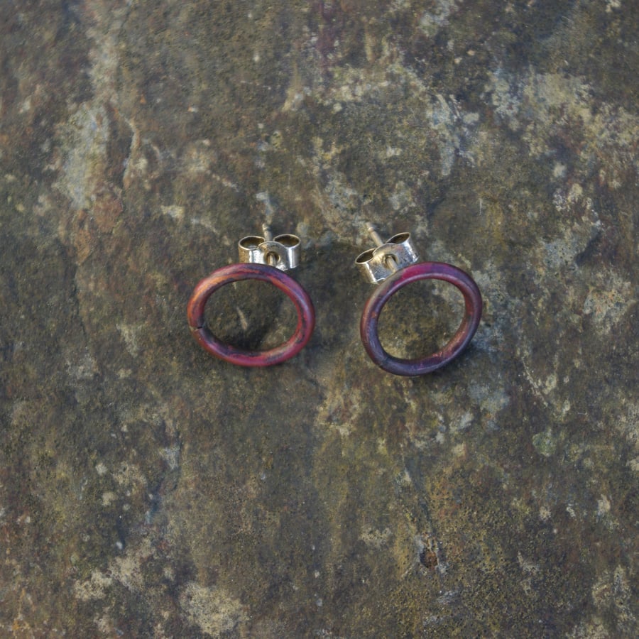 Large Copper Circle Stud Earrings