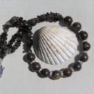 Bronzite & Smoky Quartz Gemstone Chunky Statement Necklace "Highland Bronze"