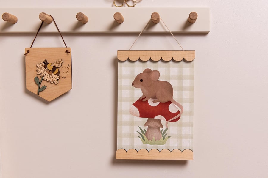 Maple Scallop Edge Picture Hangers for Kids Bedroom and Nursery Wall. Scalloped 