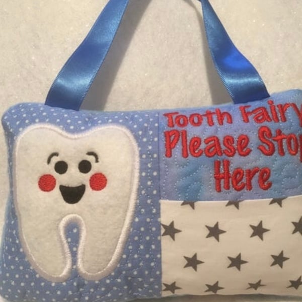 Tooth Fairy Personalised Cushion Door Hanger With Pocket for Tooth.