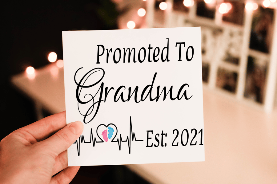 Promoted To Grandma New Baby Card, Card for New Baby, Personalised Grandma Card