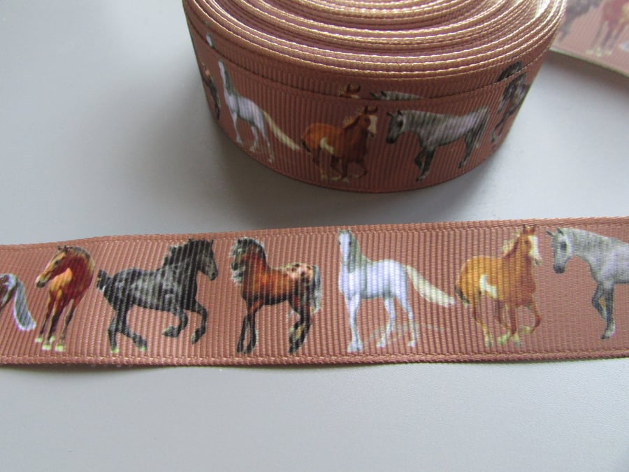 Horse Pony 2.2cm Grosgrain Ribbon x 1 metre