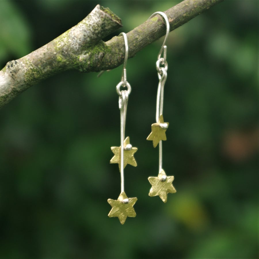 Brass Dangle Shooting Star Earrings