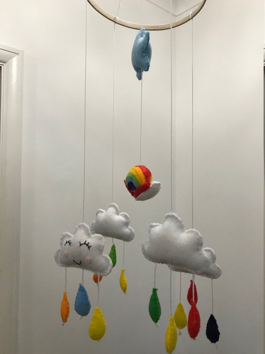 Handmade Felt Decoration, Felt Clouds Nursery Room Decoration, Baby Shower Gift,
