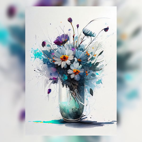 Elegant Floral Watercolor Art Print 5x7 - Botanical Home Art Decor